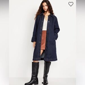 NWT Old Navy Long Denim Barn Coat